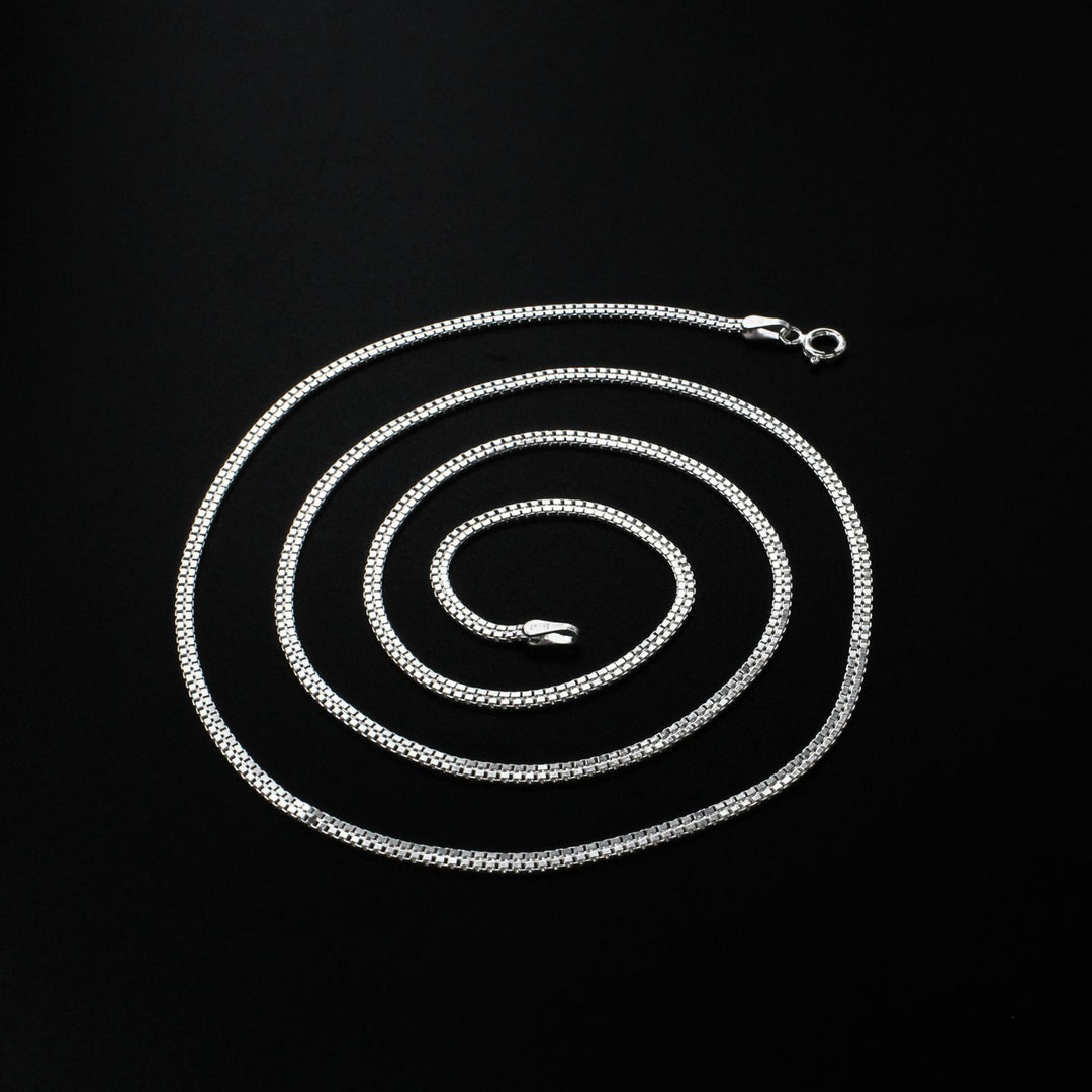 Real 925 Sterling Silver box design Neck Chain 24"