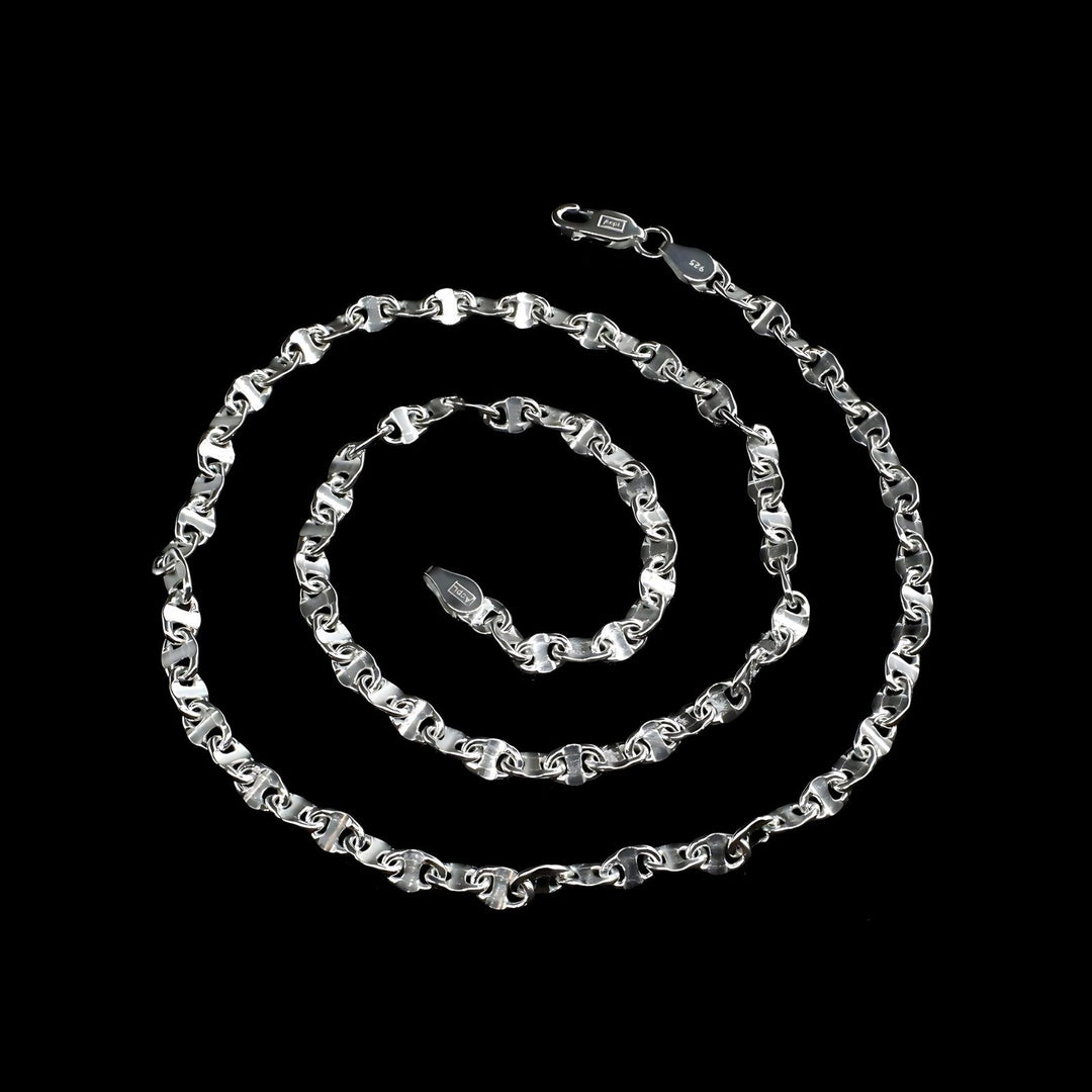 925 Sterling Silver Unisex Puffed Mariner Neck Chain 20"