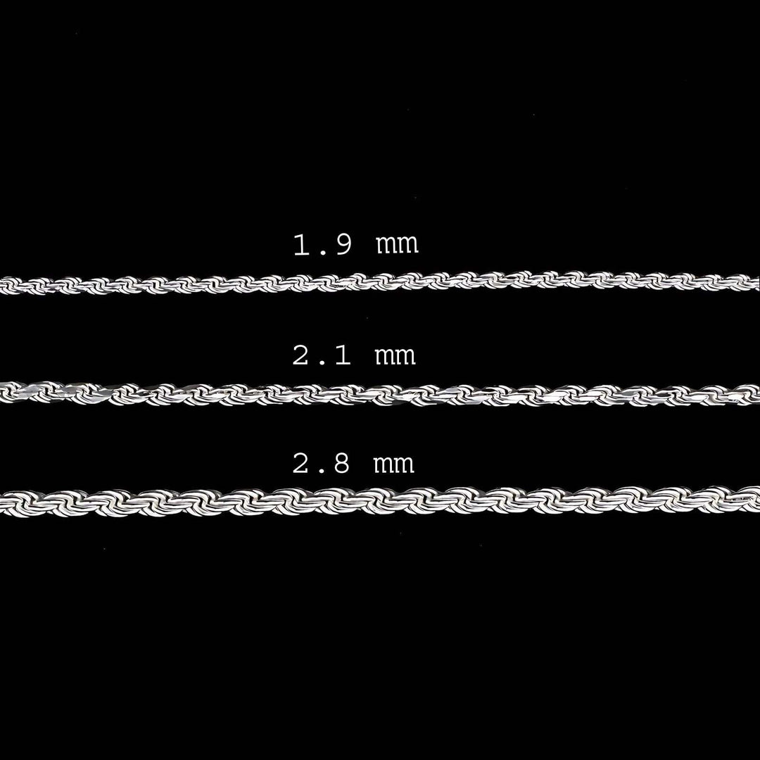 925 Sterling Silver handmade Rope chain Unisex Neck Chain 18"