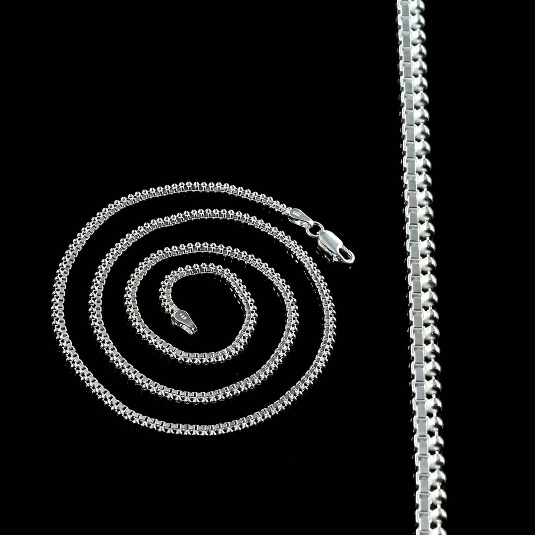 20" Box/Beaded Real 925 Sterling Silver Men's Women's Neck Chain