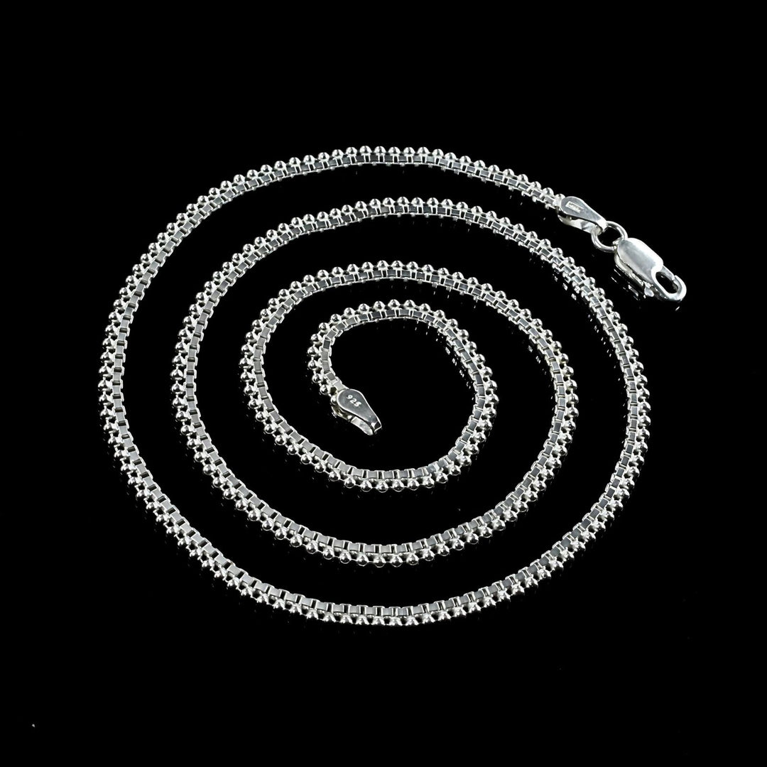 20" Box/Beaded Real 925 Sterling Silver Men's Women's Neck Chain