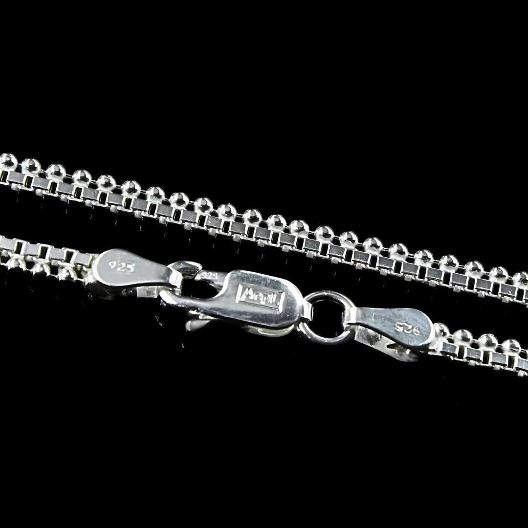 20" Box/Beaded Real 925 Sterling Silver Men's Women's Neck Chain