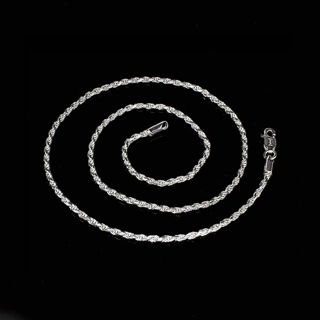 925 Sterling Silver Indian rope design Unisex Neck Chain 24"