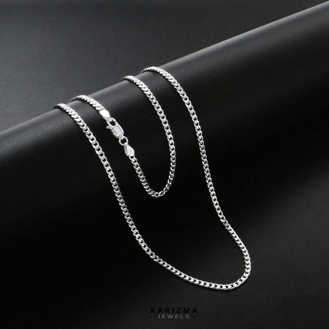2.8MM Real 925 Sterling Silver Unisex Cuban Neck Chain 20"