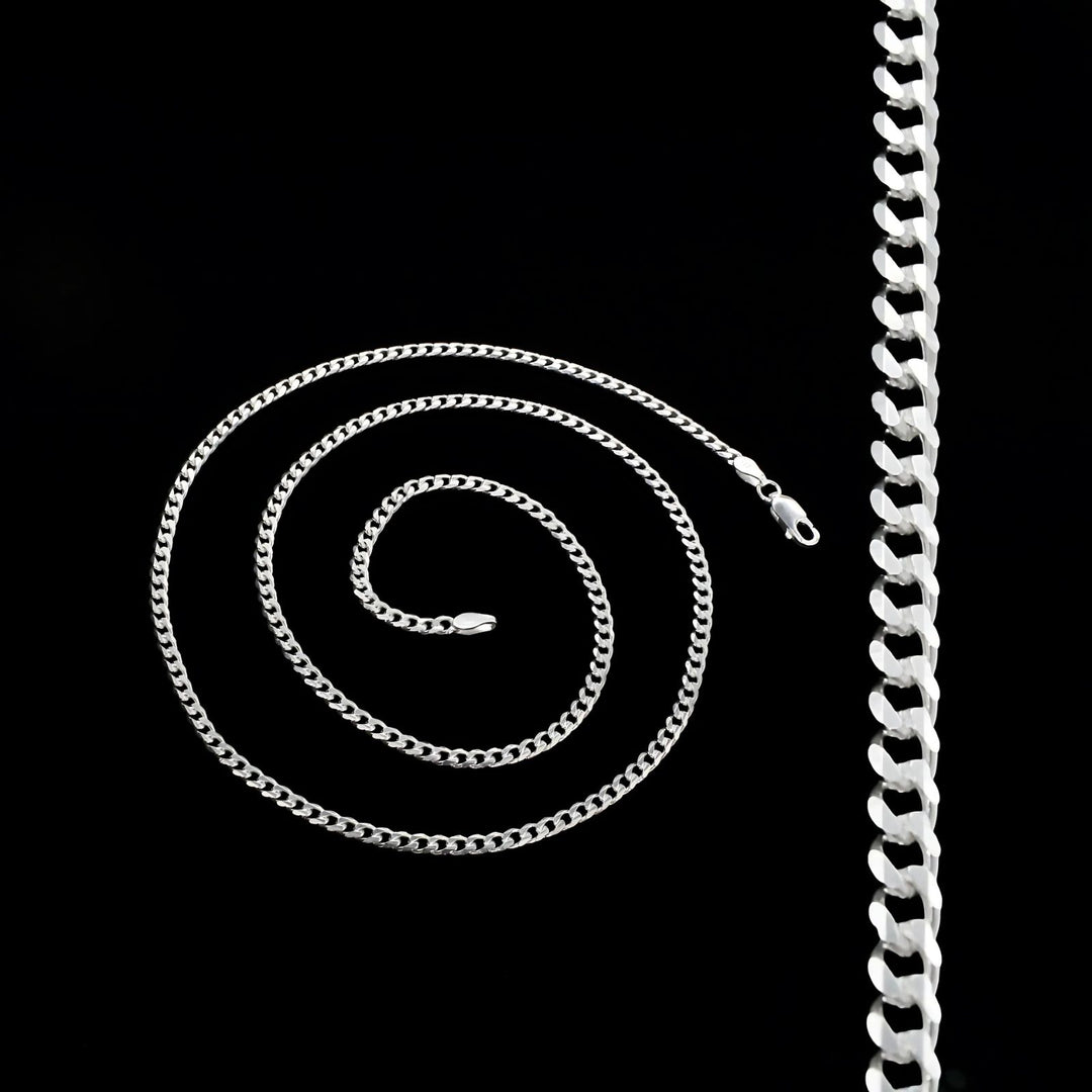 2.8MM Real 925 Sterling Silver Unisex Cuban Neck Chain 20"