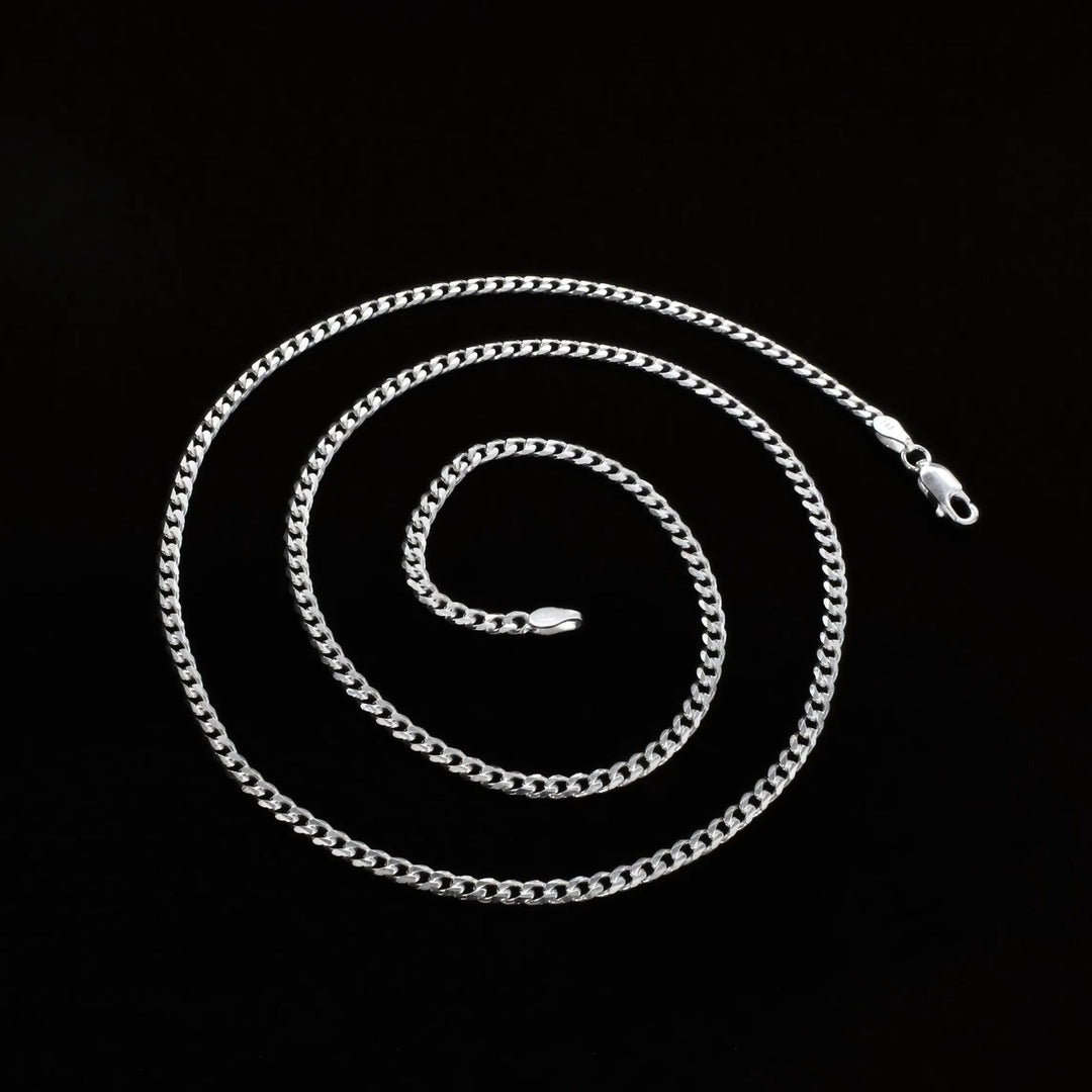 2.8MM Real 925 Sterling Silver Unisex Cuban Neck Chain 20"