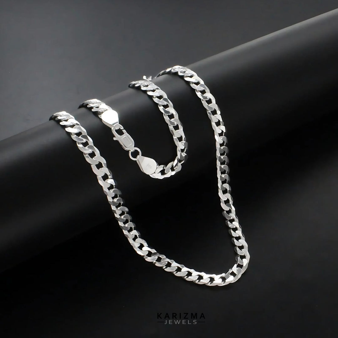Real 925 Sterling Silver Cuban Link Men's Neck Chain 20"