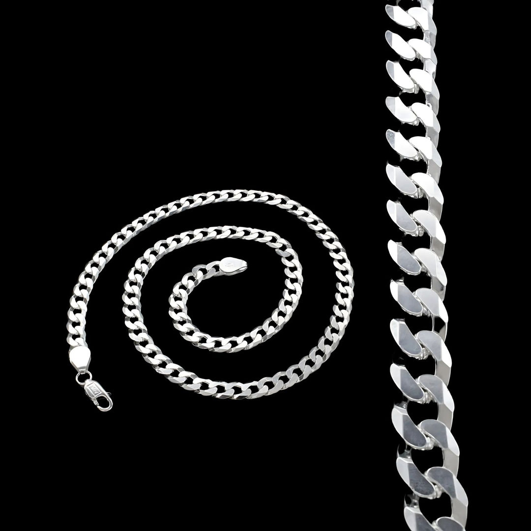 Real 925 Sterling Silver Cuban Link Men's Neck Chain 20"