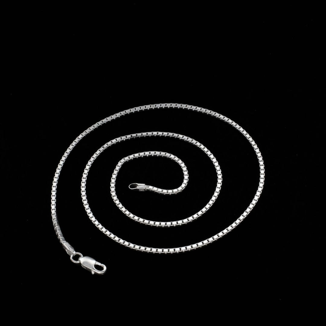 925 Sterling Silver Indian style Unisex handmade box design Neck Chain 20"