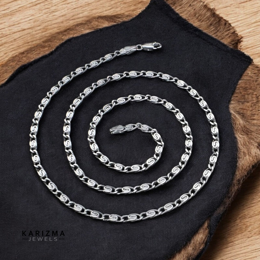 925 Sterling Silver Indian party wear Unisex JALEBI DESIGN Neck