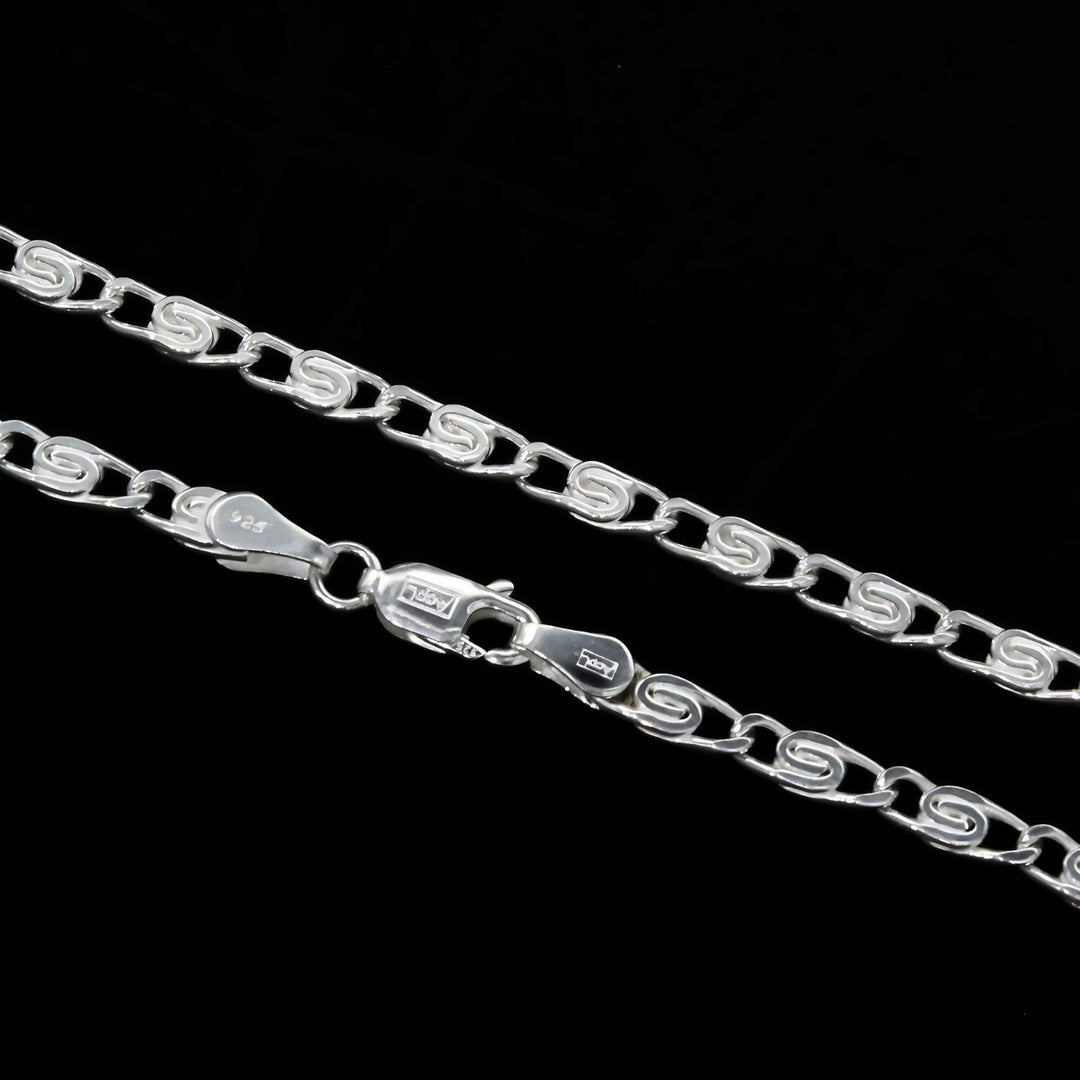 925 Sterling Silver Indian party wear Unisex JALEBI DESIGN Neck Chain 22"