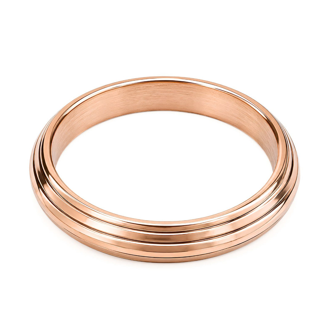 Indian Pure Copper Tiered Line Pattern Kada – Traditional Grooved Bracelet