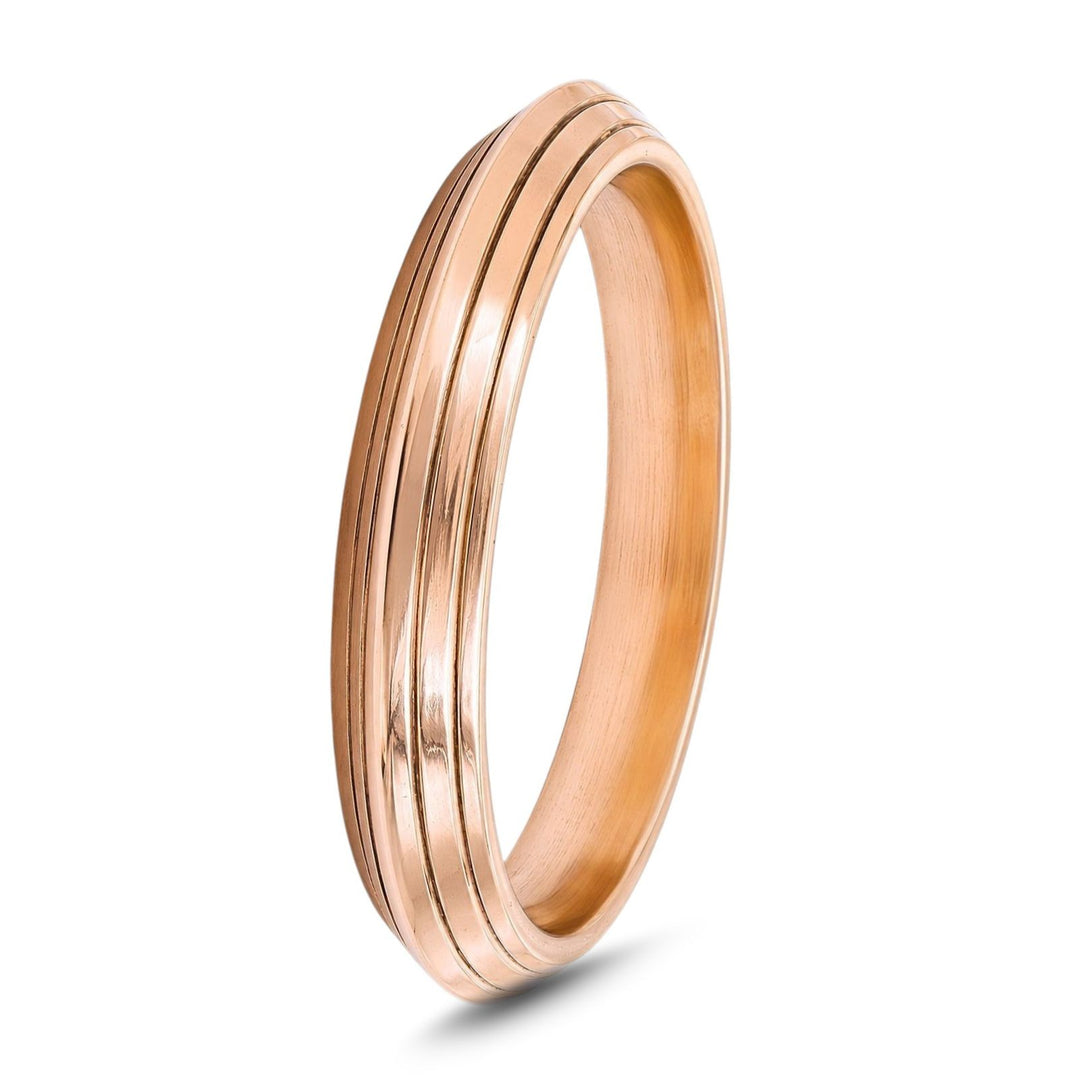Indian Pure Copper Tiered Line Pattern Kada – Traditional Grooved Bracelet