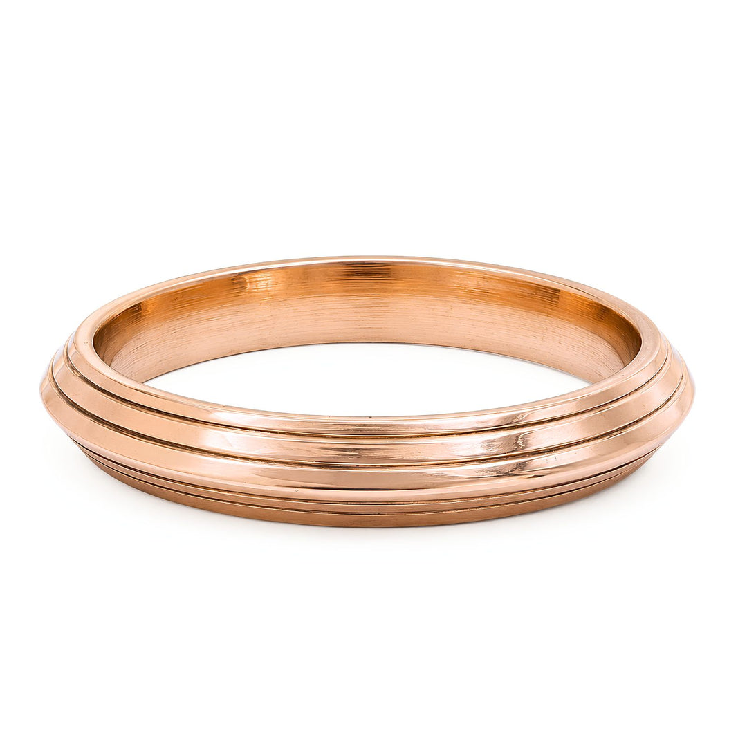 Indian Pure Copper Tiered Line Pattern Kada – Traditional Grooved Bracelet