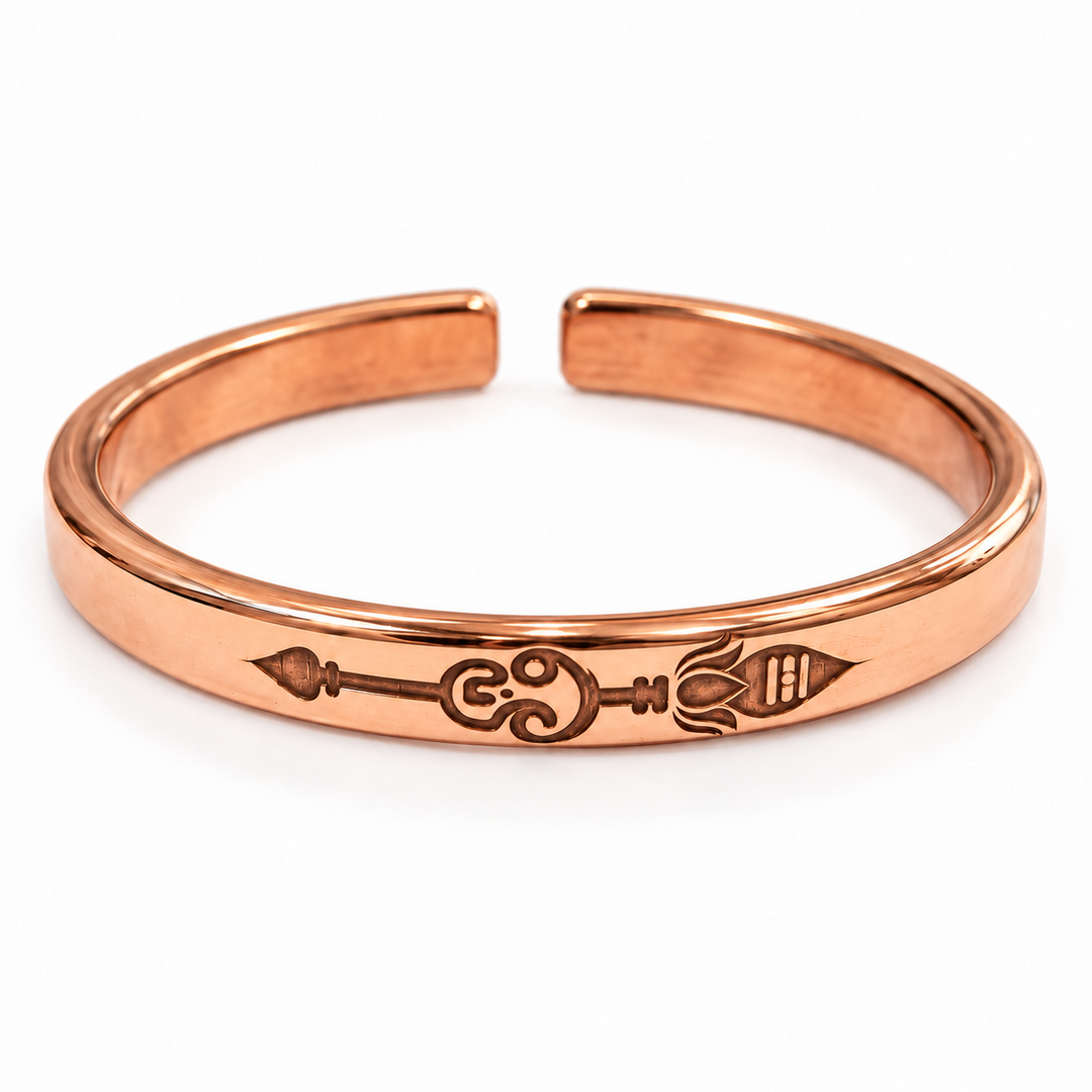 Lord Murugan Vel Engraved Copper Cuff – Adjustable Kada