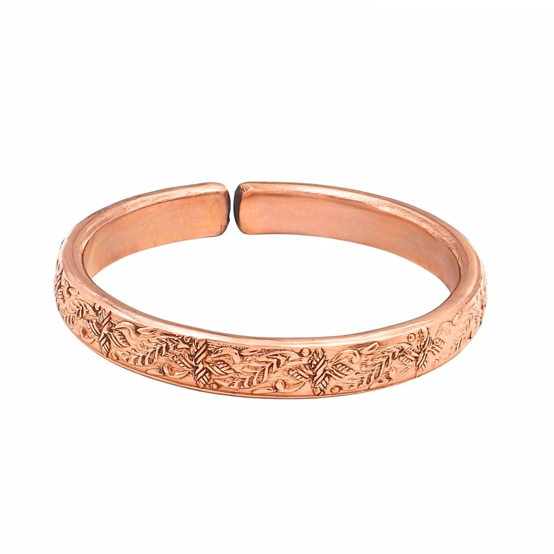 Indian Traditional Floral Pattern Pure Copper Adjustable Kada