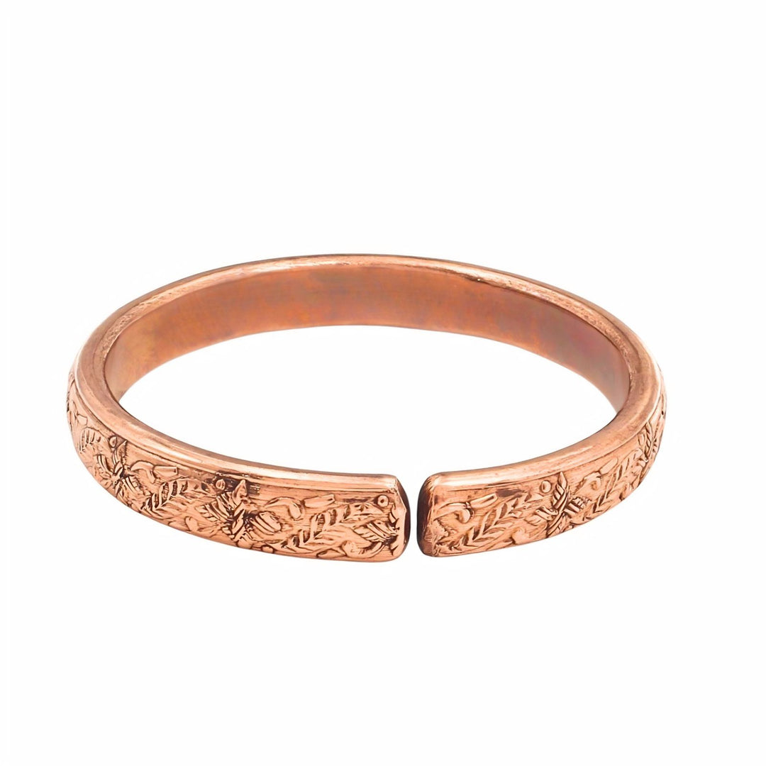 Indian Traditional Floral Pattern Pure Copper Adjustable Kada