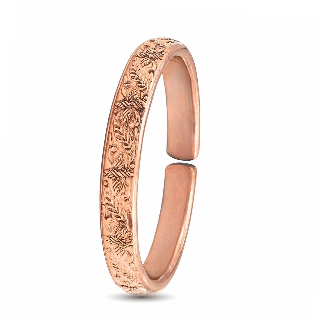 Indian Traditional Floral Pattern Pure Copper Adjustable Kada