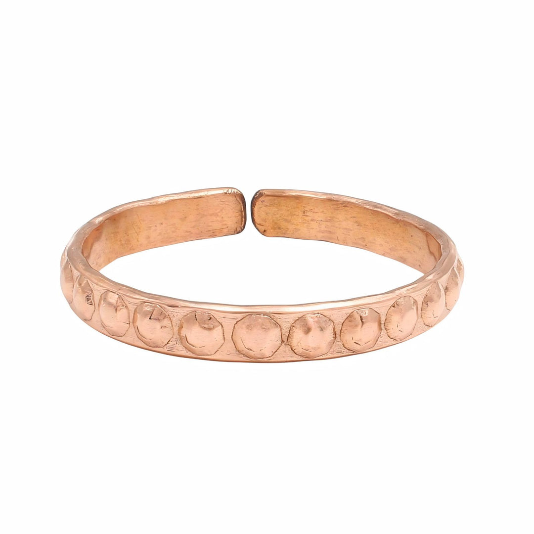 Indian Mystic Moon Pattern Pure Copper Cuff Kada Adjustable Bracelet
