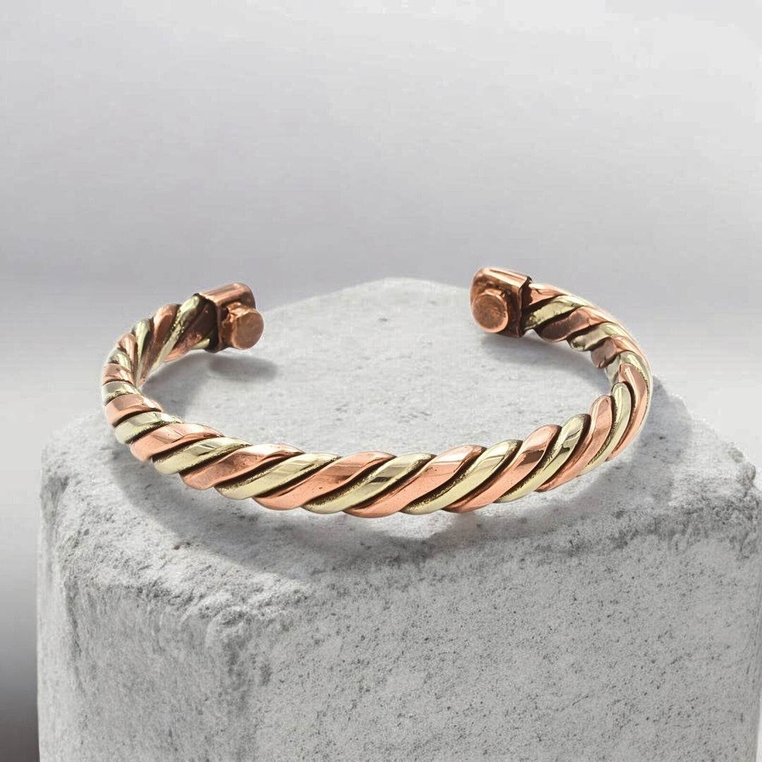 Pure Copper Brass Wrapped Design men's Cuff Bracelet