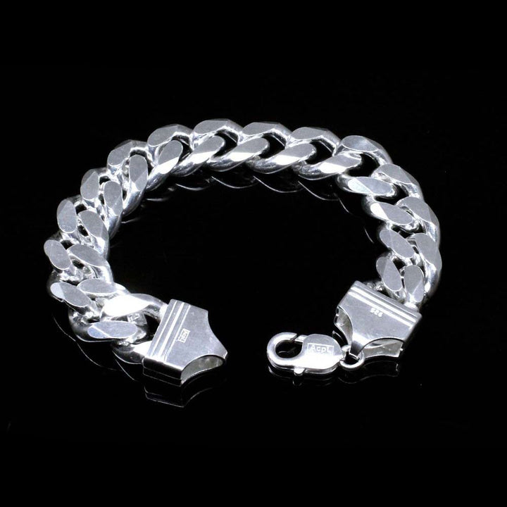 Solid Genuine 925 Sterling Silver Curb Link Men's Bracelet Man Jewelry