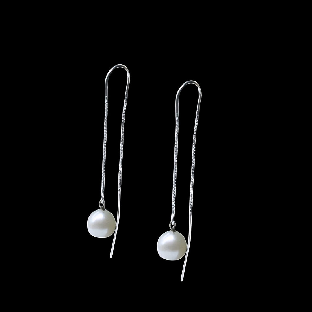 Real Silver Daily Wear White Pearl Sui Dhaga Earrings For Girls And Woman