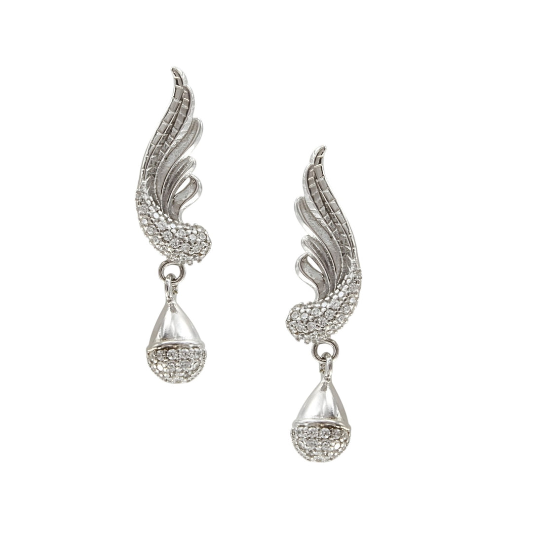 925 Sterling Silver Peacock Feather Shape Drop Earrings