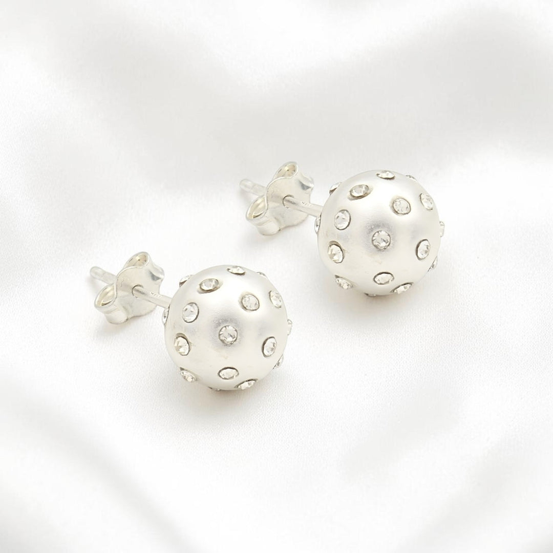 Daily wear 925 Sterling Silver White CZ Small Ball Stud Earrings