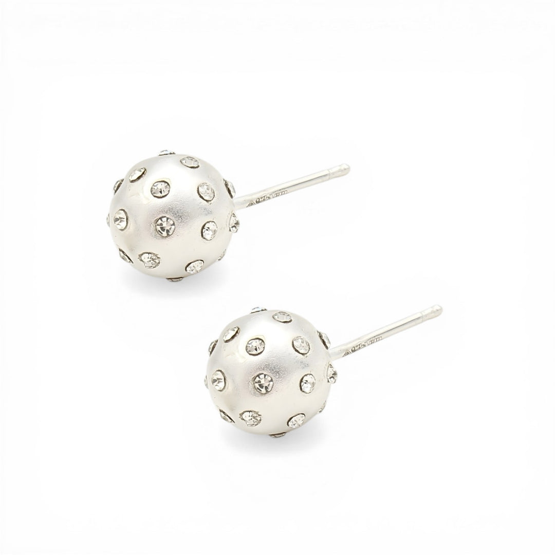 Daily wear 925 Sterling Silver White CZ Small Ball Stud Earrings