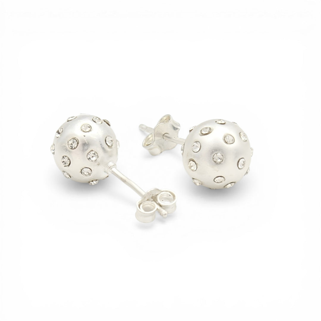 Daily wear 925 Sterling Silver White CZ Small Ball Stud Earrings