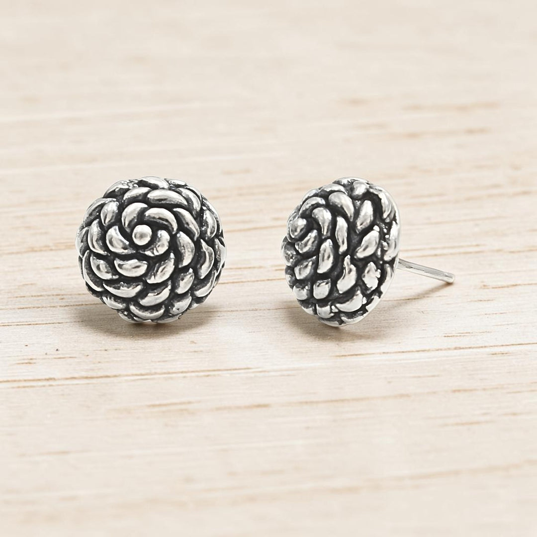 925 Sterling Silver Oxidized Rose Stud Earrings for Women & Girls