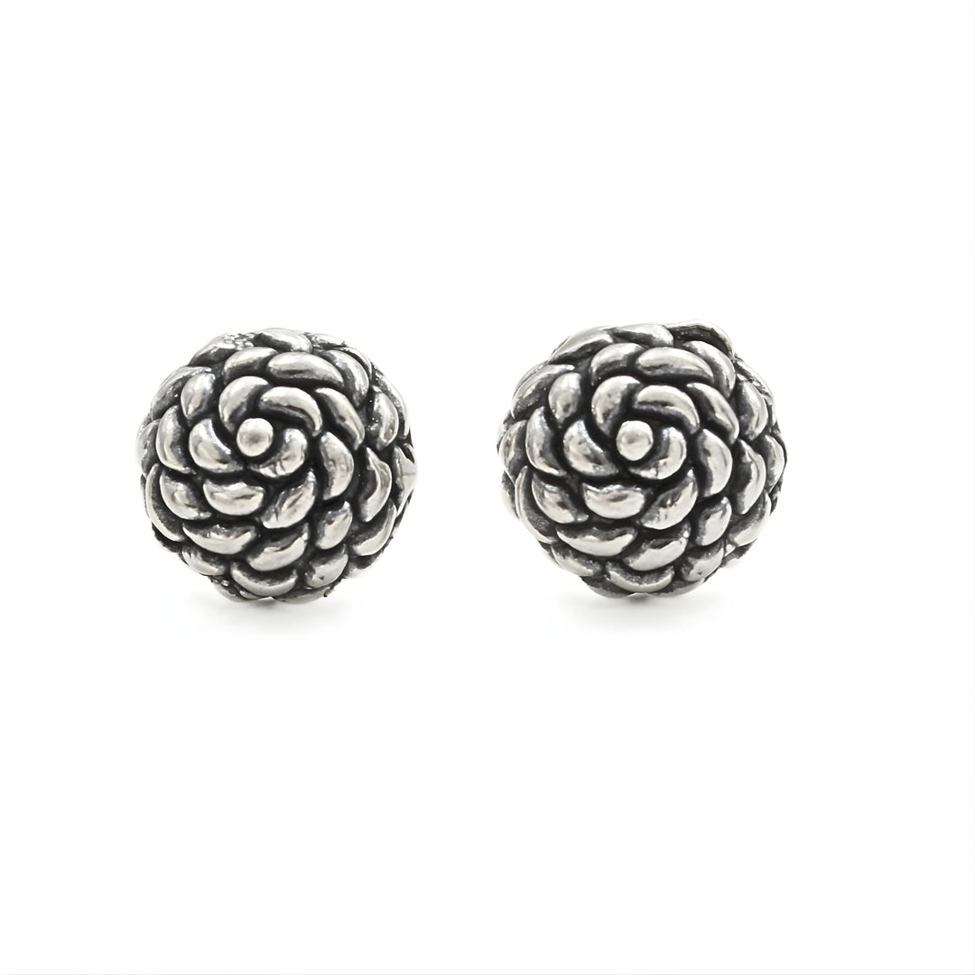925 Sterling Silver Oxidized Rose Stud Earrings for Women & Girls