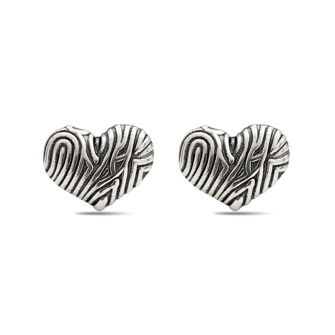 Oxidized Love Heart Studs in 925 Sterling Silver - Stylish & Lightweight