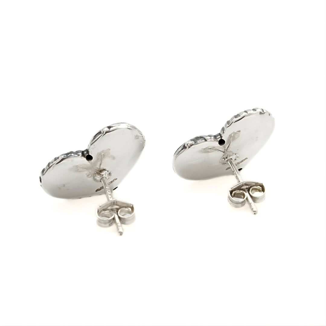 Oxidized Love Heart Studs in 925 Sterling Silver - Stylish & Lightweight
