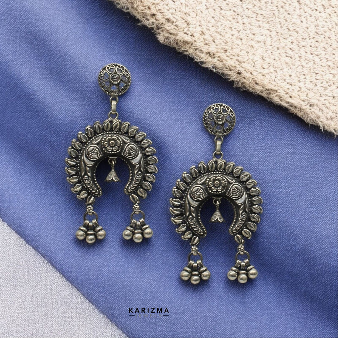 Traditional 925 Sterling Silver Rajasthani Oxidized women Earrings