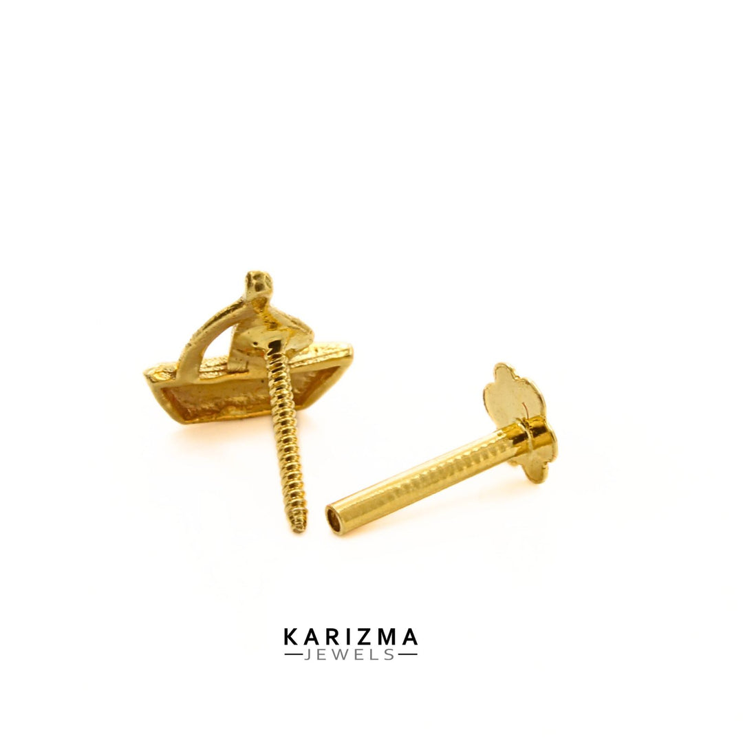 18K Real Gold fabulous Sailboat Nose stud cum Earring Gold Screw Back