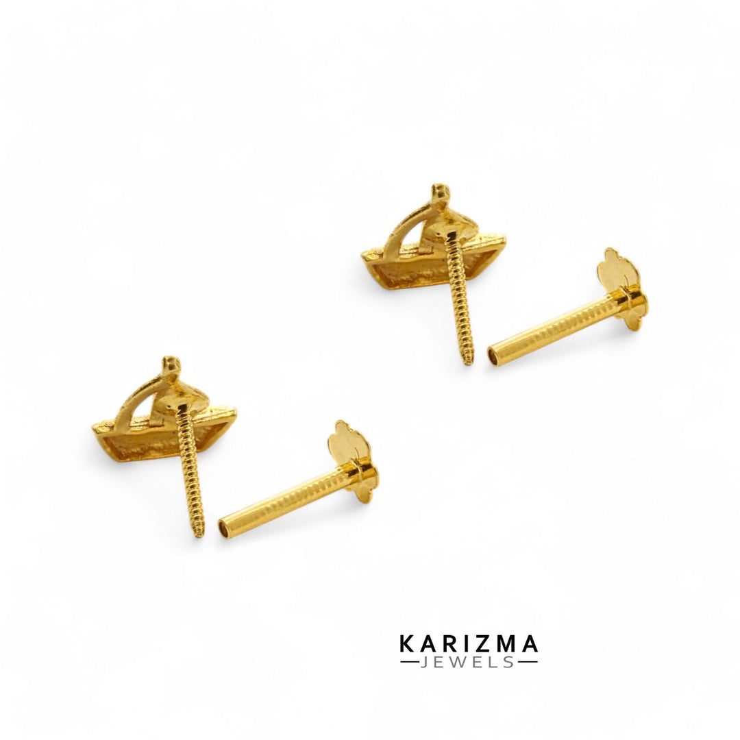 18K Real Gold fabulous Sailboat Nose stud cum Earring Gold Screw Back