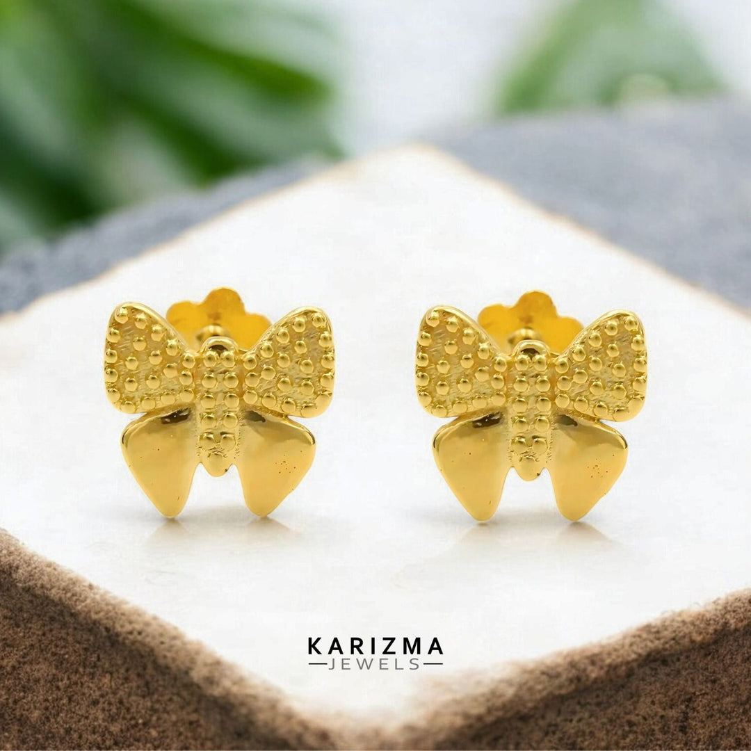 18K Real Gold pretty Butterfly Two in One Nose stud cum Earring