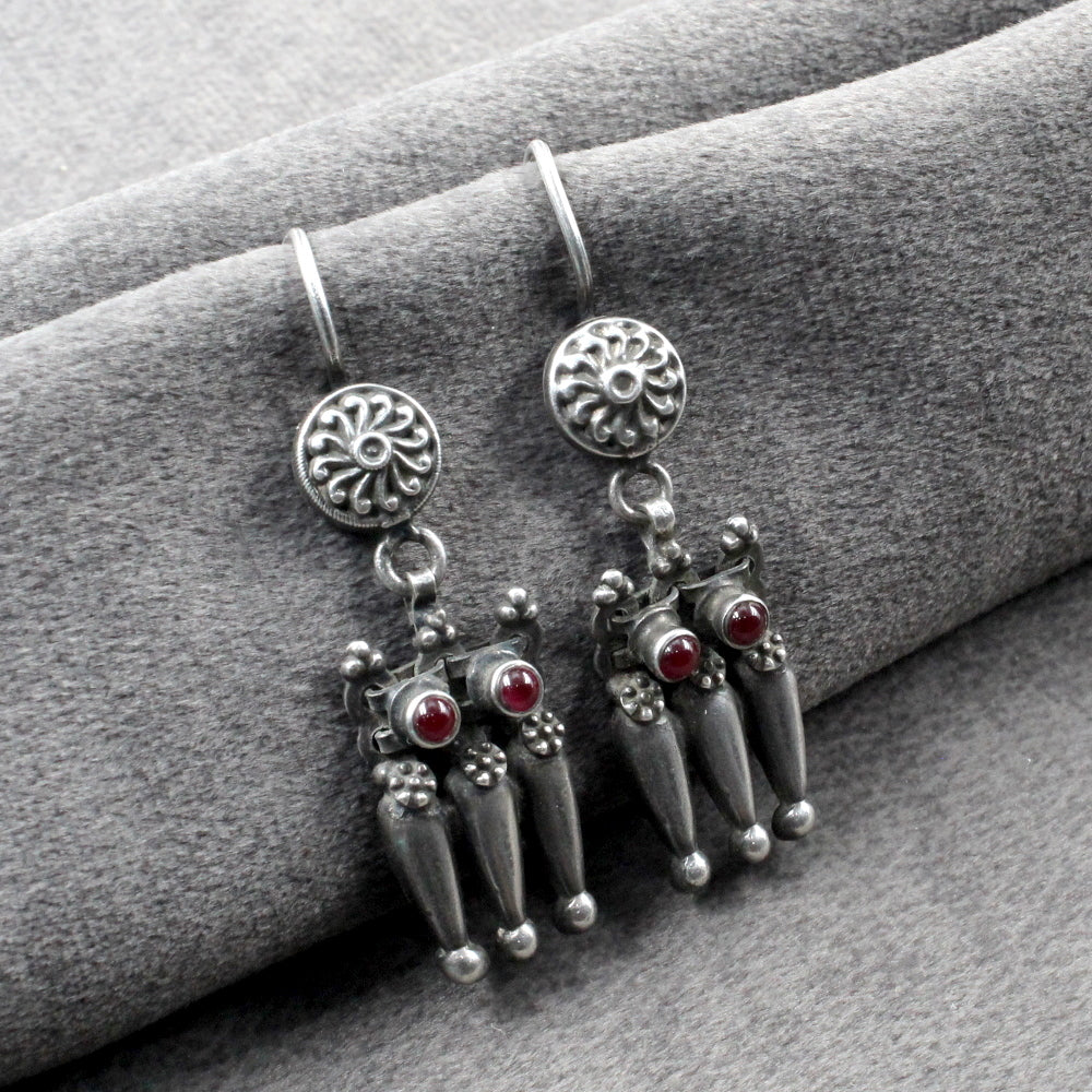 Antique Style Real Sterling Silver Oxidized dangle earrings