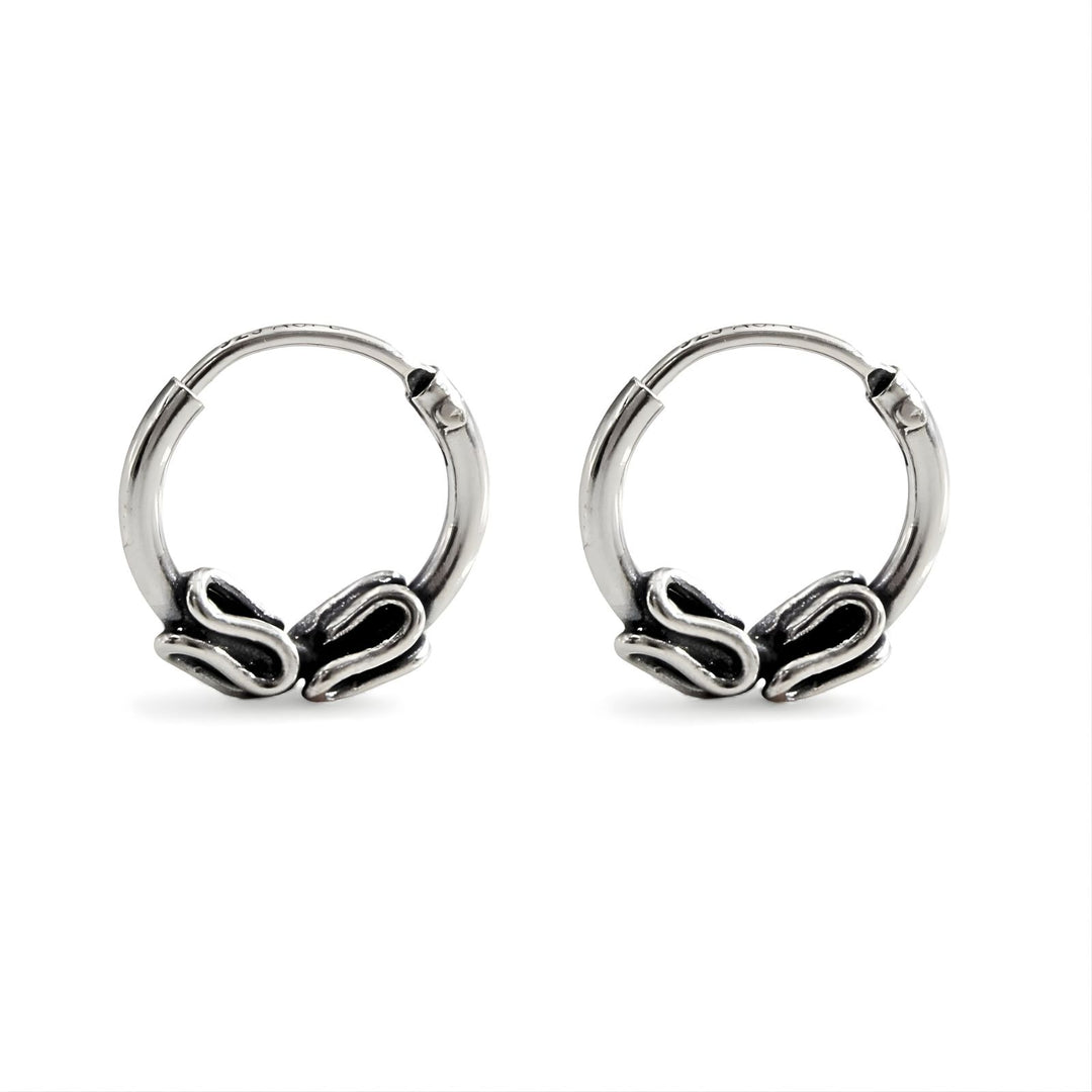925 Real Sterling Silver Oxidized small Bali hoop earrings for Girls - Pair