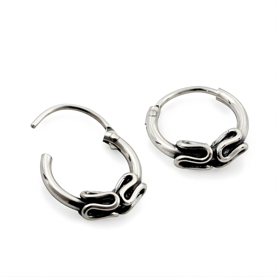 925 Real Sterling Silver Oxidized small Bali hoop earrings for Girls - Pair