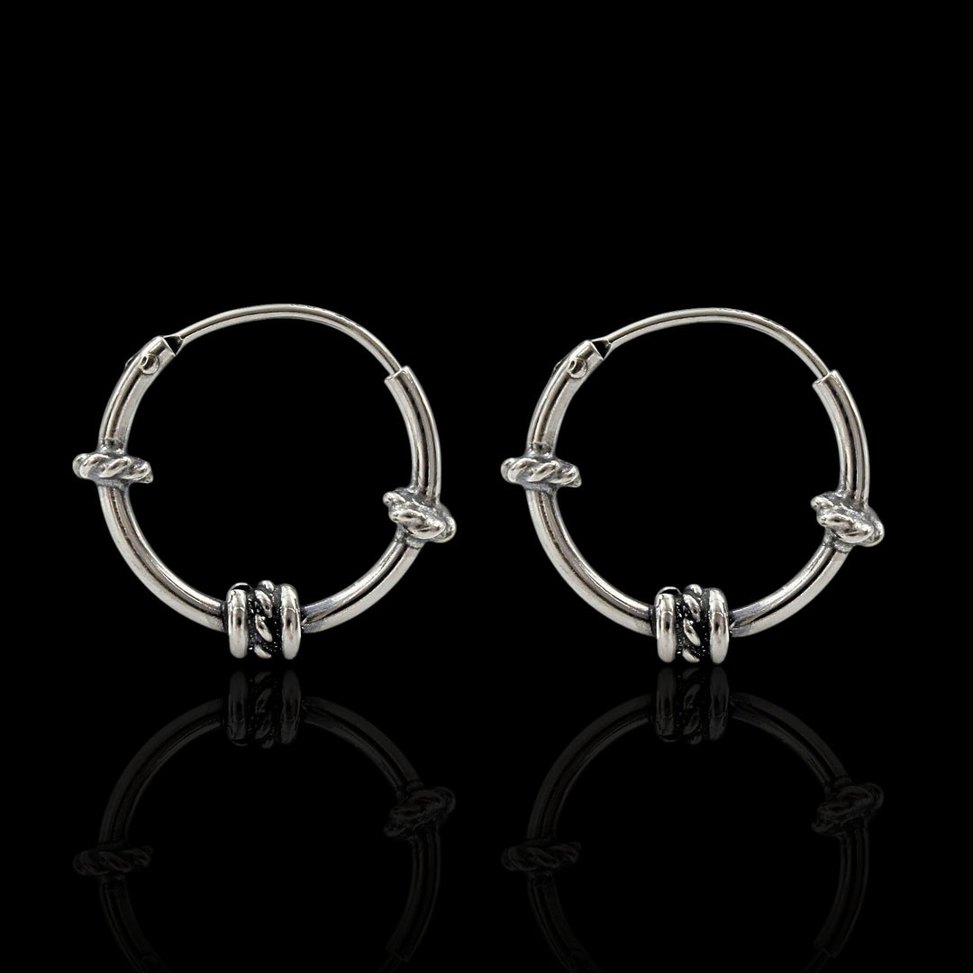 Trendy 925 Real Sterling Silver Oxidized rope design bali hoop earrings for women - Pair