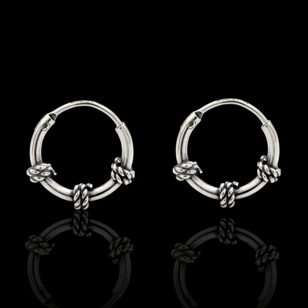925 Real Sterling Silver Oxidized rope design small hoop earrings for Girls - Pair