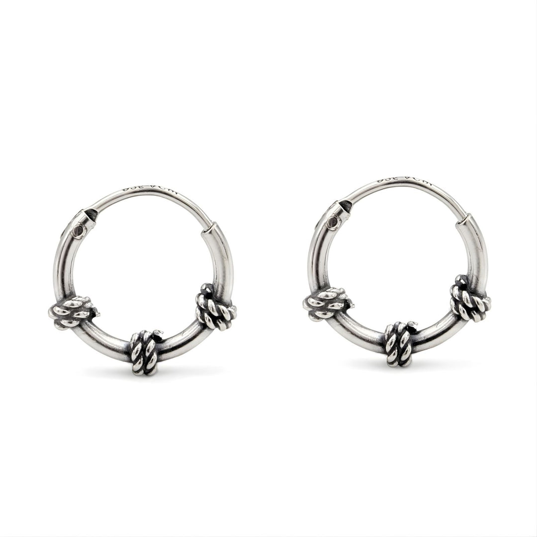 925 Real Sterling Silver Oxidized rope design small hoop earrings for Girls - Pair