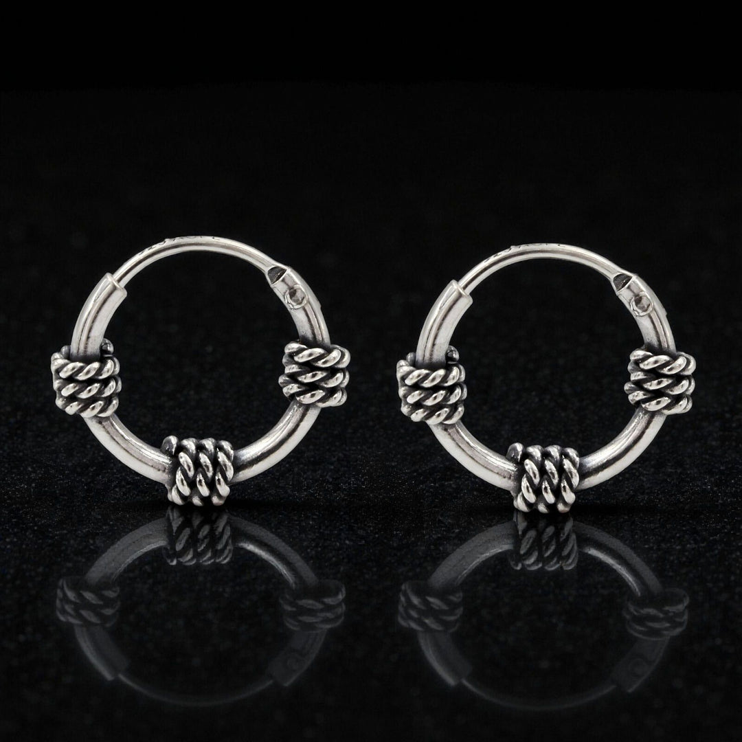 Cute 925 Real Sterling Silver Oxidized mini bali hoop earrings for Girls - Pair