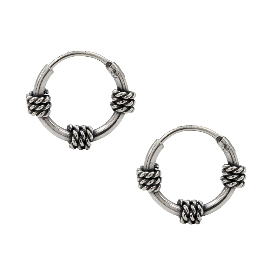 Cute 925 Real Sterling Silver Oxidized mini bali hoop earrings for Girls - Pair