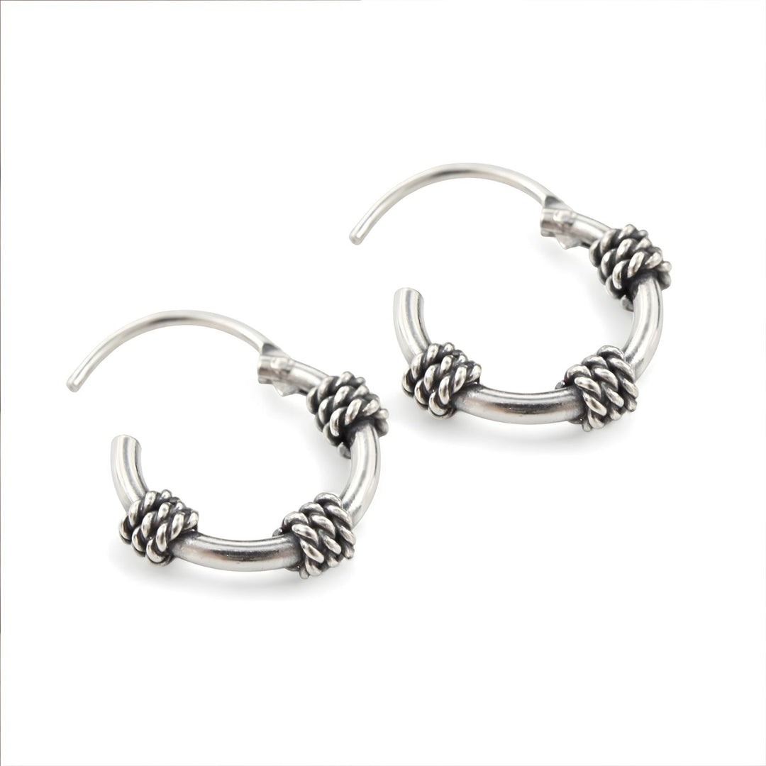 Cute 925 Real Sterling Silver Oxidized mini bali hoop earrings for Girls - Pair