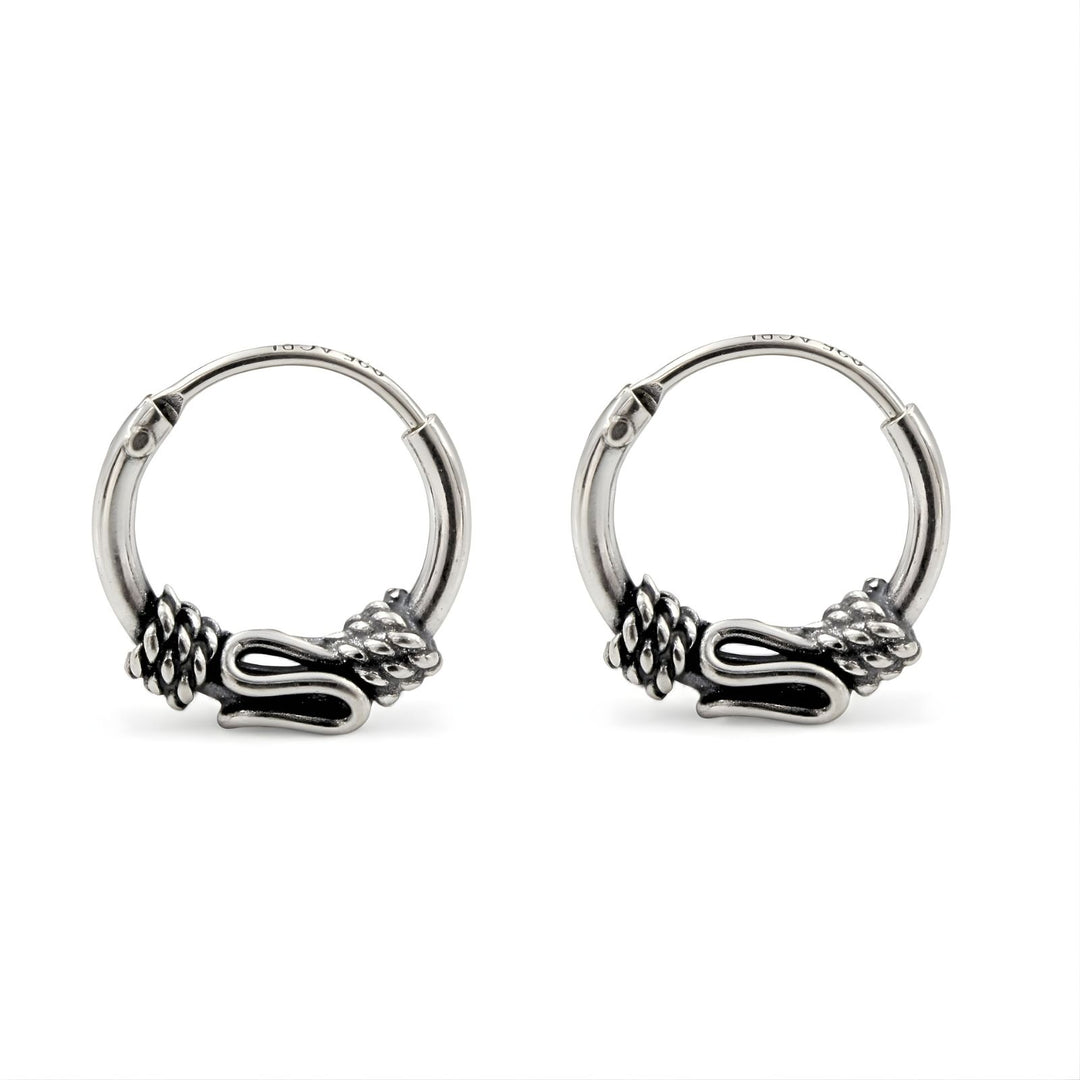 925 Real Sterling Silver Oxidized Endless Design hoop earrings for Girls - Pair