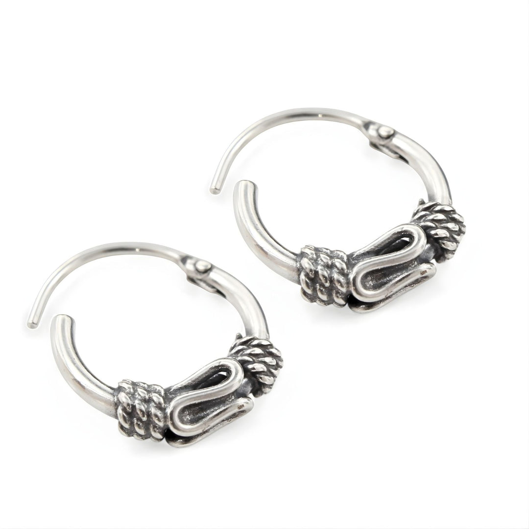 925 Real Sterling Silver Oxidized Endless Design hoop earrings for Girls - Pair
