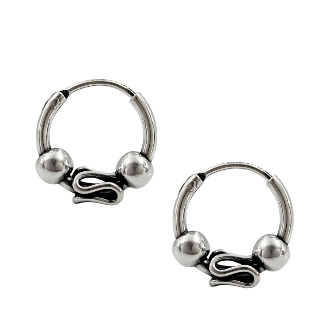 Trendy 925 Real Sterling Silver Oxidized Bali hoop earrings for Girls - Pair